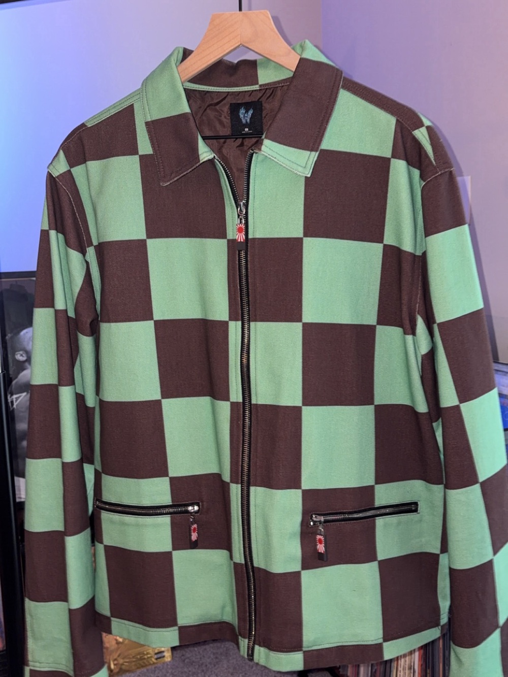 Demon Slayer Tanjiro Green & Brown Zip-Up Jacket - Unbranded